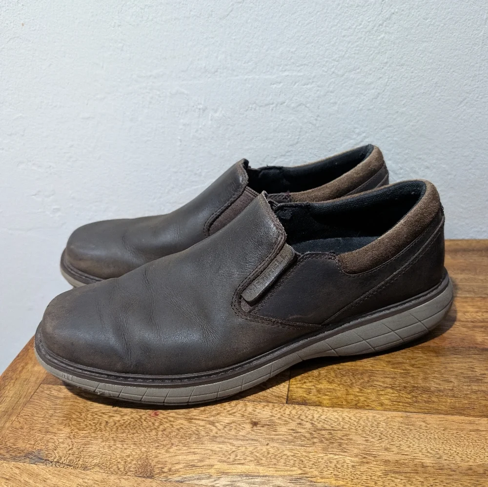 Merrell Dark Brown Leather Slip-On Loafers‎ Mens Size
